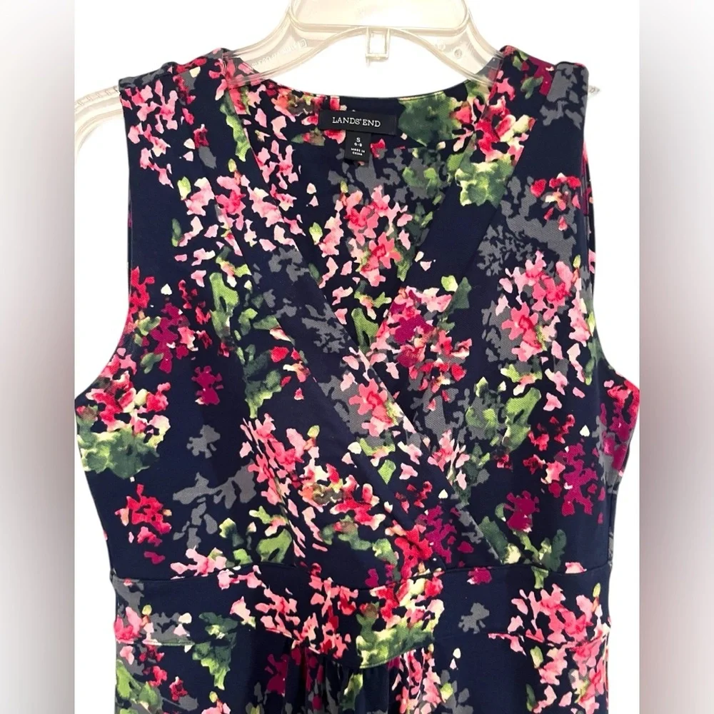 Lands' End Women's Pink and Blue Dress Floral Sleeveless Maxi Dress Sz S - Picture 2 of 11